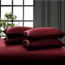 P Pothuiny 6 Pieces Queen Satin Sheets Luxury Silky Burgundy Satin Bedding Sheet Set, 1 Deep Pocket Fitted Sheet + 1 Flat Sheet + 4 Pillow Cases