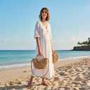 Mini Semi-circle Rattan Straw Bag, Hand-woven Women Summer Retro Beach Tote Shoulder Bag Crossbody Travel Beach Bag
