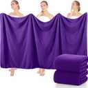 Lounsweer 2 Pcs Extra Large Bath Towel Set 40 x 80 Inches Oversized Bath Sheets for Adults Jumbo Soft Highly Absorbent Coral Fleece Shower Towel for Hotel Bathroom Guest Spa Gym (Purple)