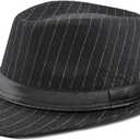 Unisex Classic Manhattan Structured Gangster Trilby Fedora Hat (One Size, Black)