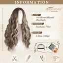 BARSDAR Ash Brown Long Wavy Wig - Middle Part Long Wavy Ash Brown Blonde Wig with Bangs for Women - 26 Inch Thick Soft Synthetic Natural Looking Daily Party Halloween Cosplay Highlight Wigs