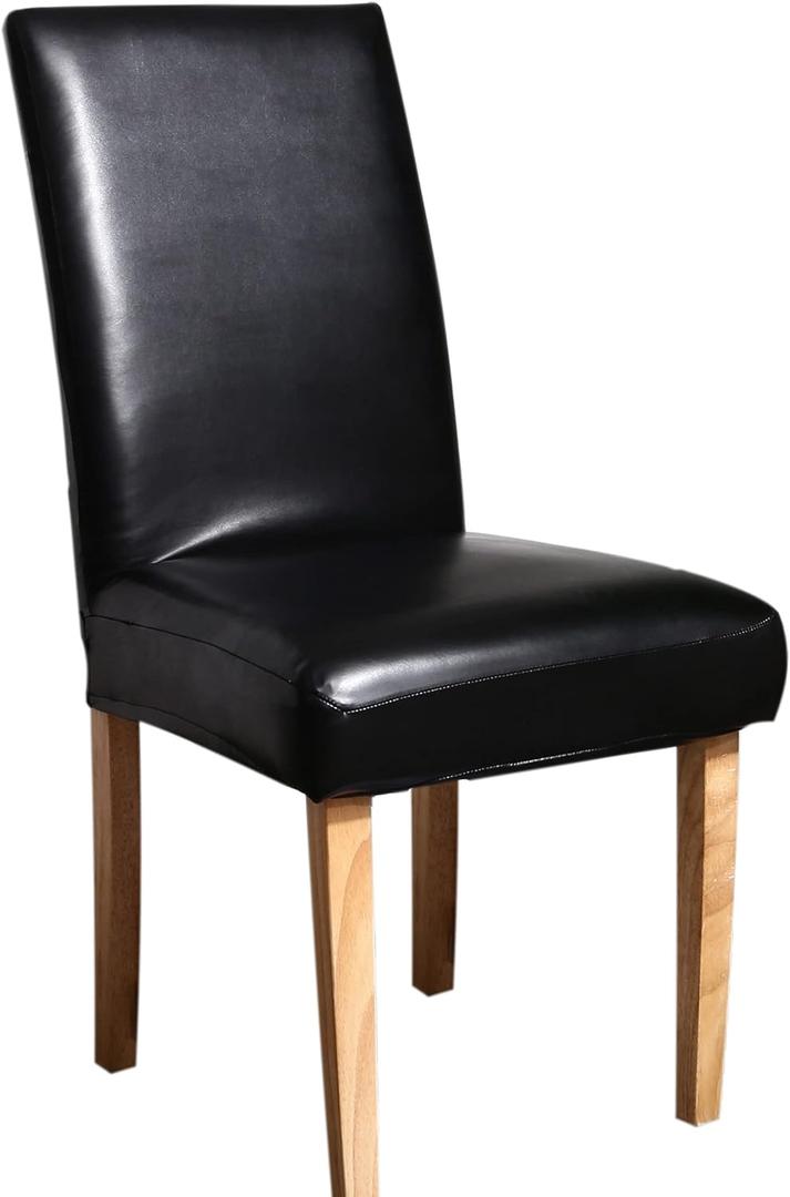Mengsite Dining Room Chair Covers Chair Slipcovers Elastic Stretch Armless Removable Waterproof Pu Leather Chair Protector(Black,4 Pack) Mengsite Dining Room Chair Covers Chair Slipcovers Elastic Stretch Armless Removable Waterproof Pu Leather Chair Protector(Black,4 Pack)
