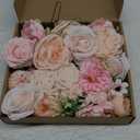 Rose Artificial Flowers Combo Fake Flowers Pink Roses Silk Flowers with Stems for DIY Bridal Wedding Bouquets Centerpieces Arrangements Table Party Baby Shower Home Decor