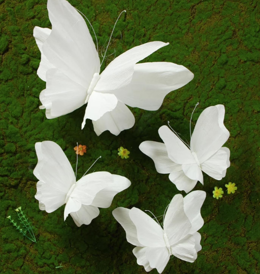 3D Hanging Butterfly Decorations, White Butterfly Birthday Party Decorations, 5 Pcs Water-Repellent Paper Butterfly Hanging Decorations for Girls, Women, Flower Garden Party Décor