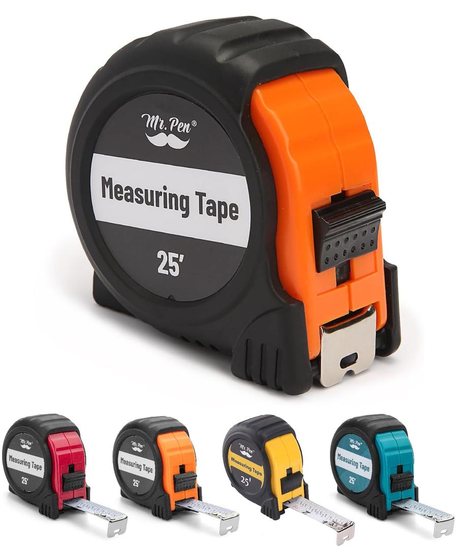 Mr. Pen- Tape Measure, 25-Foot, Steel Measuring Tape, Retractable Measuring Tape, Tape Measure with Fractions, Easy Read Tape Measure, Tape Measure 25 ft, Steel Tape Measure, Orange/Black