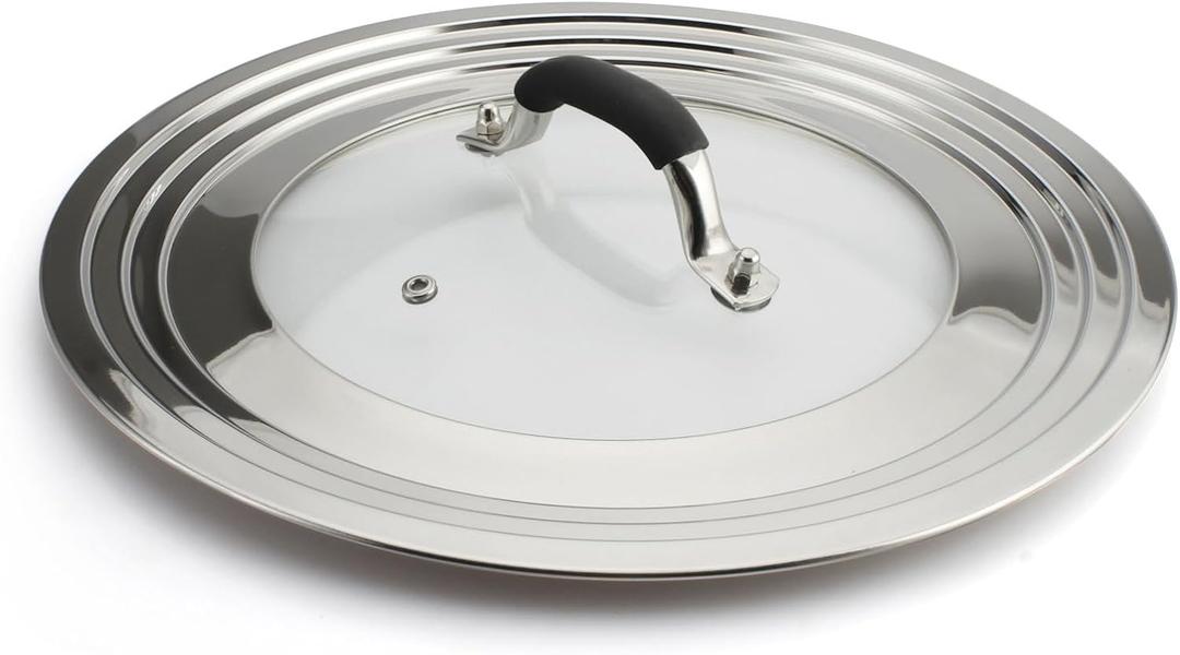 15 inch Large Universal Lid for 11-15" Pans Pots, Stainless Steel Pan Lid Cover for 11 12 13 14 15 In Cast Iron Skillets Frying Pans Woks