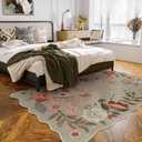 Lahome Floral Washable Rugs for Living Room, 5x7 Area Rugs Soft Non-Slip Stain Resistant Boho Low-Pile Throw Large Carpet for Bedroom Dining Room Office Flore, Brown