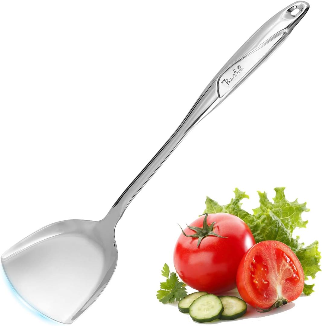 High Grade Wok Turner Shovel, Stainless Steel Turner, Kitchen Work,Wok SpatulaHeat-proof Design of Hollow Handle, No rust, Dishwasher Safe (4ouce/13.5 Inch) High Grade Wok Turner Shovel, Stainless Steel Turner, Kitchen Work,Wok SpatulaHeat-proof Design of Hollow Handle, No rust, Dishwasher Safe (4ouce/13.5 Inch)