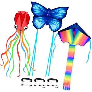 Simxkai Kites for Kids & Adults, Beach Kites, Easy for Fly for Toddlers Ages 3-5 with 300ft Kite String Each Handle