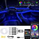 Interior Car LED Strip Lights with Wireless APP and Remote Control, RGB 5 in 1 Ambient Lighting Kits with 236 inches Fiber Optic, 16 Million Colors Car Neon Lights, Sync to Music