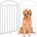 SNUOWU 2 Panels Full Matel Freestanding Dog Gates, 48" Extra Wide 32" Tall Free Standing Dog Pet Gate for Indoor & Outdoor. Foldable Pet Fences for Doorways, House, Stairs, Porch, Deck, Yard
