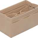 DailyPlus Purse Organizer Insert Felt Bag Organizer Handbag Organizer Insert Bag In Bag Organizer for Tote Purse Bag 14 Pockets Beige Small