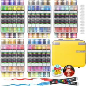Amamao 360 Colors Acrylic Paint Markers, Soft Brush Tip Pens and Markers, Acrylic Paint Pens for Wood, Stone, Canvas, Glass, Fabric, Egg, Rock Painting and DIY Crafts Art Supplies (360 BOX)