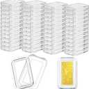 FINGERINSPIRE 50Pcs Acrylic Silver Bar Case with Lids, Rectangle Clear Bullion Storage Box Plastic Capsule Storage Container Fit for Silver Bar(1.95x1cm/0.75x0.39inch Inner Diameter)