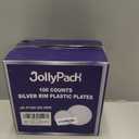 JollyPack 100 Piece Disposable Silver Plastic Party Plates, Including 50 10 Inch Dinner Plates and 50 7 Inch for Dessert, Great for Parties, Weddings, Home Use, and Christmas