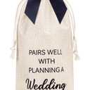 4 x Mr and Mrs Gifts, Wedding Gifts for Couples 2025 Bridal Shower Bride To Be Gift for Mr and Mrs Just Married Decorations- Pairs Well With Planning A Wedding - Reusable Wine Bag w/Black Bow