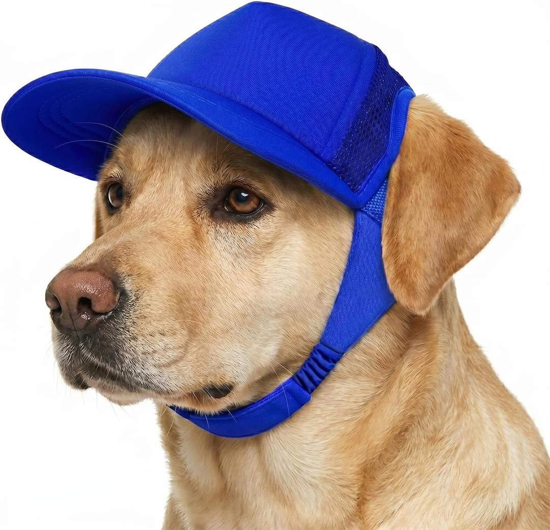Tuff Pupper Dog Baseball Cap | UV Protection Dog Sun Hat | Breathable Lightweight Design | Secure Adjustable Chin Strap | Quick-Dry Fabric | Reinforced Brim | Small Medium Large Dogs (Blue, XL)