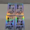 GLAMERMAID Y2K Butterfly Black Press on Nails Medium Square, Green Glossy Glitter Gel Stick on Fake Nals Short Square, Jump Color Glue 0n Nails Kit for Women, Reusable Acrylic False Nails Manicure Set, Pack of 4