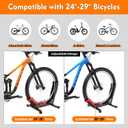 ALIXUEQIN Bike Stand Floor, Portable Bike Storage for Garage - Fit for 24"-29" Bikes, Tire Width up to 3.5", Road & Mountain Bicycle Stand, Front and Rear Wheel Parking Rack - Red