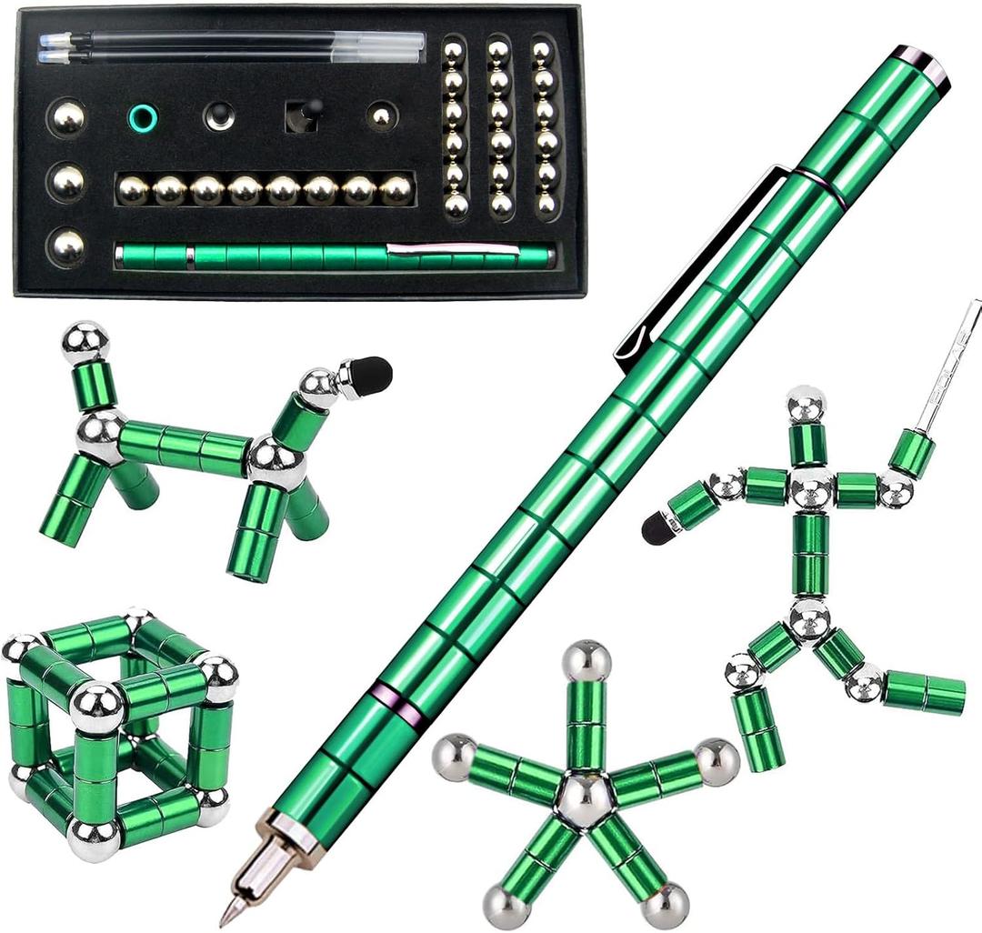 Fidget Pen, Fidget Toys Pen, Deformable Metal Writing Pen for Age 8-13 Kids Boys Girls Teens Adults, Classroom Prizes, Birthday Gift, Party Favors, Easter Basket Goodie Bag Stuffers (Green)