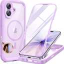 Miracase for iPhone 17 Case 6.3'', Full-Body Military Grade Drop Protection Outdoor Phone case with Built-in Glass Screen &Camera Control,Easy Installation,No Gap,Compatible with MagSafe, Light Purple