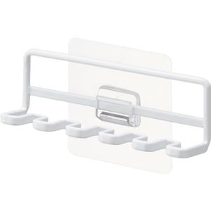 Yamazaki Home Tower Self Adhesive Toothbrush Holder Caddy, Wall Or Sink Mounted Electric Toothbrush Organizer - Steel (One Size, White)