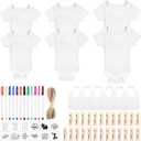 220 Pcs DIY Baby Bibs Bodysuit Set Baby Shower Game White Baby Bibs White Newborn Bodysuit for Baby Shower
