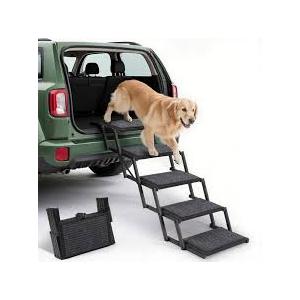 Dog Steps for Car, Truck and SUV  Foldable Pet Stairs for Large Dogs with NonSlip Rug Surface, Lightweight Dog Ramp Holds Up to 250lbs, 5 Steps (Black Metal Fram, 5 Steps)
