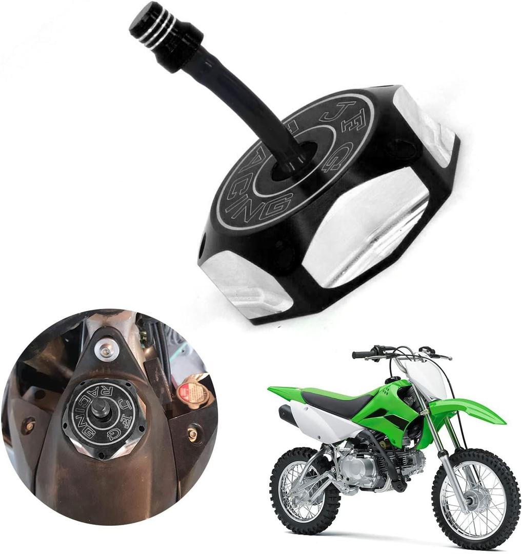 JFG RACING Dirt Bike Gas Cap,Motorcycle Gas Fuel Tank Cap with Breather Valve CNC for KX85 KX100 KX250 KX250F KX450F KX450 KLX450R KLX 110 KLX110 Dirt Pit Bike Black