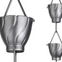 Monarch Rain Chains Aluminum Akira Rain Chain, 8.5 ft Pewter Powder Coated Aluminum Decorative Rain Catcher Chain for Gutters, Pewter Aluminum Rain Gutter Replacement Downspout