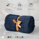BEDELITE Fleece Throw Blanket for Couch 3D Ribbed Jacquard Soft and Warm Decorative Fuzzy Blanket Cozy, Fluffy, Plush Lightweight Navy Blue Throw Blankets for Bed, Sofa, 50x60 inches