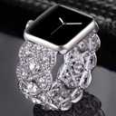 VIQIV Bling Bands Compatible with Apple Watch Ultra Band 38mm 40mm 41mm 42mm 44mm 45mm 49mm Iwatch Series SE 9 8 7 6 5 4 3 2 1, Diamond Rhinestone Stainless Steel Metal Bracelet Wristband Strap for
