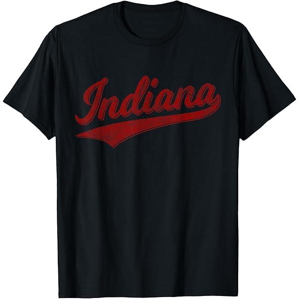 Indiana Varsity Style Red Text T-Shirt, L Woman's