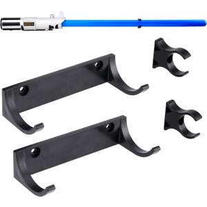 Horizontal Lightsaber Wall Mount Holder Light Saber Display Rack Hook Stand, Compatible for Any Lightsaber, Black Pack of 2