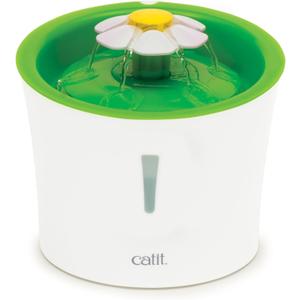 Catit LED Flower Fountain with Triple Action Filter, Cat Drinking Water Fountain, 3 L (9.0 x 8.3 x 7.7 Inches, Green)