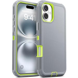 Jelanry Case for iPhone 16 5G 6.1-inch, Heavy Duty Rugged & Dual-Layer Protection [Shockproof Drop proof] with Port Anti-dust Scratch Matte Back Cover Armor Phone Cases for Apple iPhone 16 2024, Grey