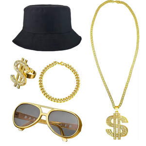 Fraiieon 90s Hip Hop 80s Costumes for Men/Boys/Kids Rapper Themed Party Outfits Accessories