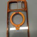 CASEKOO Glossy 360 Spin Magnetic Stand for iPhone 17 Pro Max Case [Fit for MagSafe][17FT Military Protection] Slim Hand-Polished Frame Titanium Alloy Sturdy Stand 6.9", Glossy Cosmic Orange