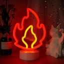 Flame Neon LED Sign, Fire Neon Light with Base Room Decor LED Lamp USB/Battery Powered Flaming Neon Art Sign for Man Cave Bedroom Wedding Cafe Bar Party