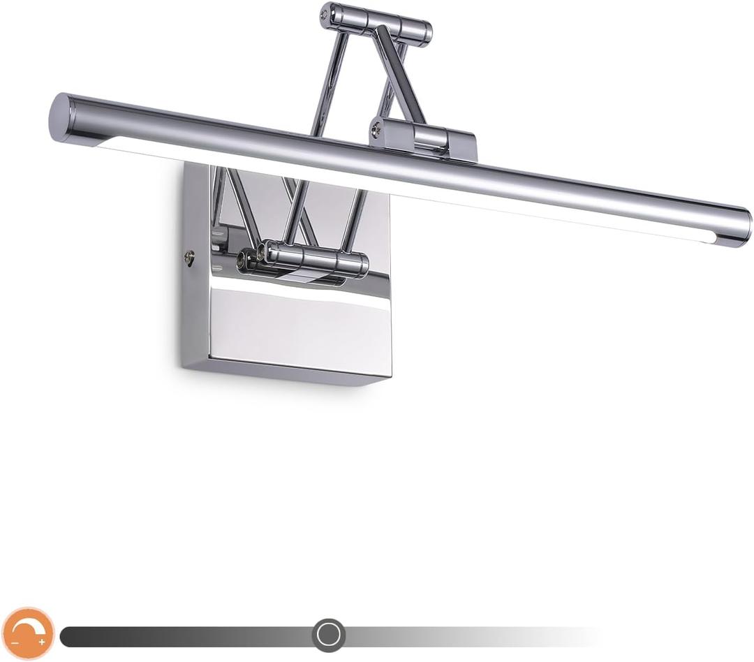 Dimmable LED Vanity Lights Bar 16 Small Bathroom Wall Light Fixtures 10W Modern Chrome Bath Light over Medicine Cabinet with Adjustable Swing Arm Light for Mirror in Bathroom Restroom Bedroom