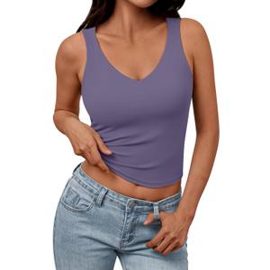 Trendy Queen Womens Tank Tops Double Lined Crop Sleeveless Going Out Camisole Summer Fashion Basic Soft Spring Clothes 2025 (Medium, Purple)