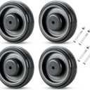 4 Pack Shopping Cart Replacement Wheels Kit 5-inch Diameter Wheels with Axles Bolt, Polyurethane Stepped and Full Tread Face w/Double Ball Bearing Shopping Cart Wheel (Grey)