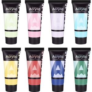 AUREUO Pastel Acrylic Paint Set - 8 Vintage Spring Colors, 0.71 Fl Oz (21ml) Tubes for Floral Painting, Easter Crafts, Home Dcor, Non-Toxic High Pigment Artist Paints