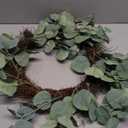 idyllic Eucalyptus Leaves Wreath Metal Polyester Green Wreath 14 Inches for The Front Door Dcor, 1 Pack