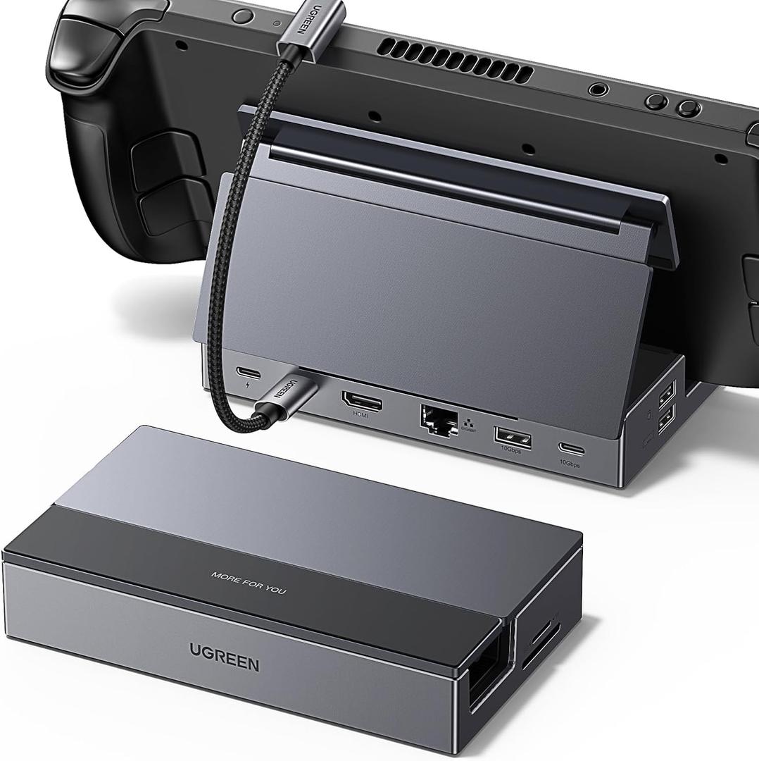 UGREEN Steam Deck Dock 9-in-1 USB C Docking Station Foldable Stand, 4K@60Hz HDMI, Gigabit Ethernet, PD 100W, 10Gbps USB A&C 3.2, TF/SD for Steam Deck, Rog Ally, ROG Xbox Ally, Legion Go