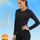 MAGCOMSEN Women's Long Sleeve Shirts UPF 50+ Sun Protection Shirts for Hiking Fishing Workout Rash Guard (Black)