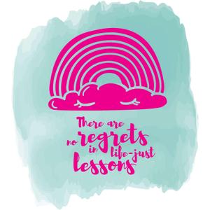 Children No Regrets in Life Just Lessons Happy Quote Wall Decal Decoration Beautiful Clouds Cute Rainbow Boho Design Lasts Years and Easily Removable - Size: 27 in(W) x 30 in(H)