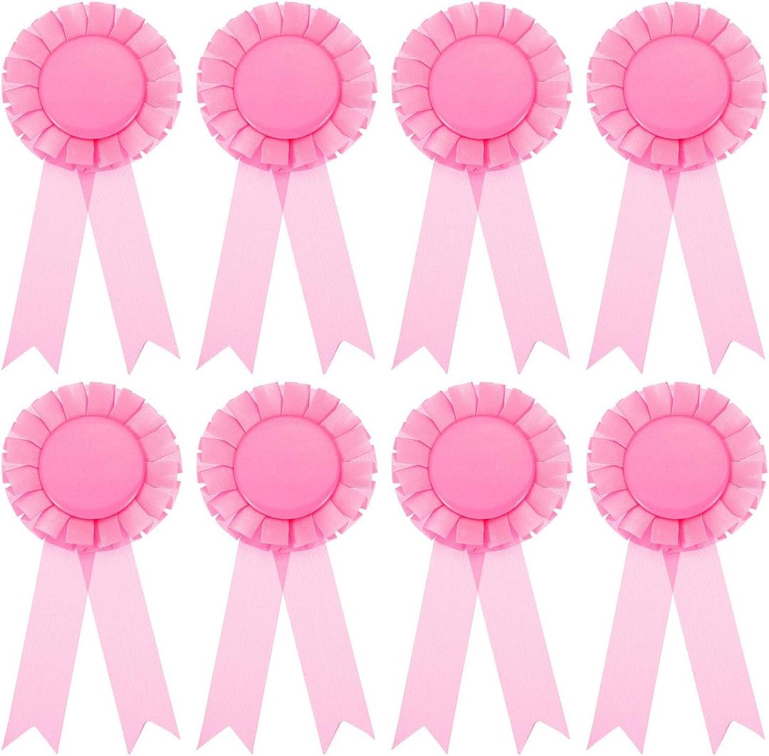 PATIKIL 8Pcs Blank Award Ribbon, 6" x 3" Honorable Participation Badge Ribbons for Competition Sports Event Classroom Prize 1st 2nd 3rd Place Medals, Pink