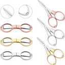 6PCS Folding Scissors, Portable Stainless Steel Travel Scissors, Glasses-Shaped Mini Shear with 3 Colors for Home Office Friends Families (Rose Gold, Gold, Silver)