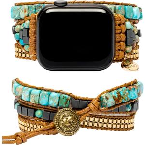 Cape Diablo Smart Watch Band for Women - Handmade Gemstone Strap - Compatible with 38mm-45mm Apple Faces Turquoise Calming Energy